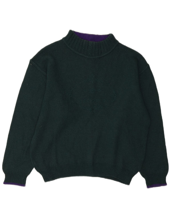 Vintage Womens Turtle Neck Jumper Sweater UK 14 Large Green Wool