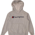 CHAMPION Boys Graphic Hoodie Jumper 7-8 Years Medium Grey Cotton Vintage Champion and Second-Hand Champion from Messina Hembry 