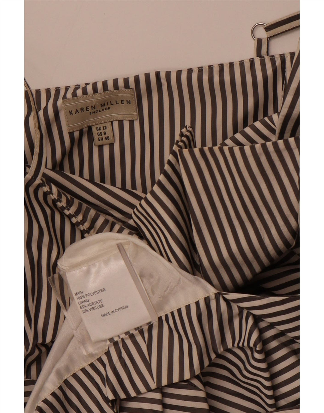 KAREN MILLEN Damska asymetryczna sukienka o linii A UK 12 Średnie czarne paski