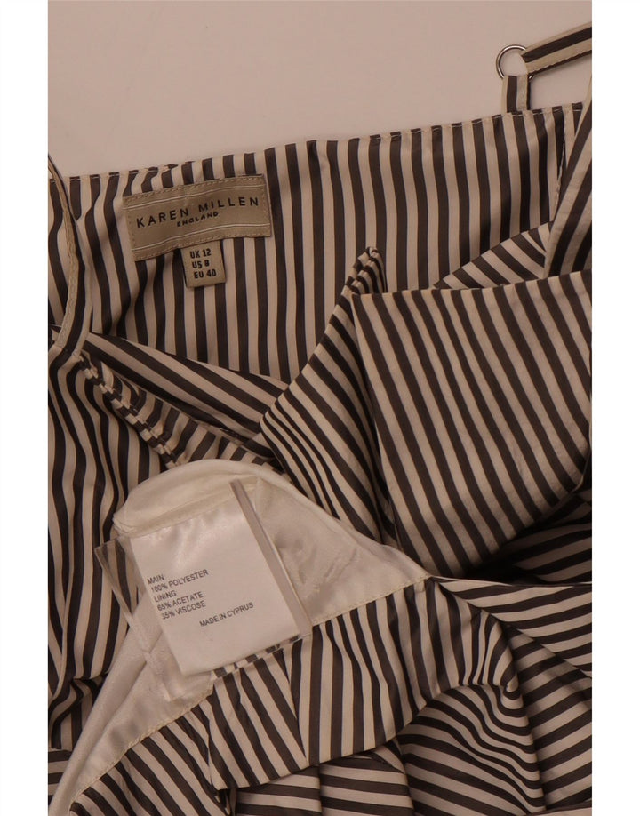 KAREN MILLEN Damska asymetryczna sukienka o linii A UK 12 Średnie czarne paski