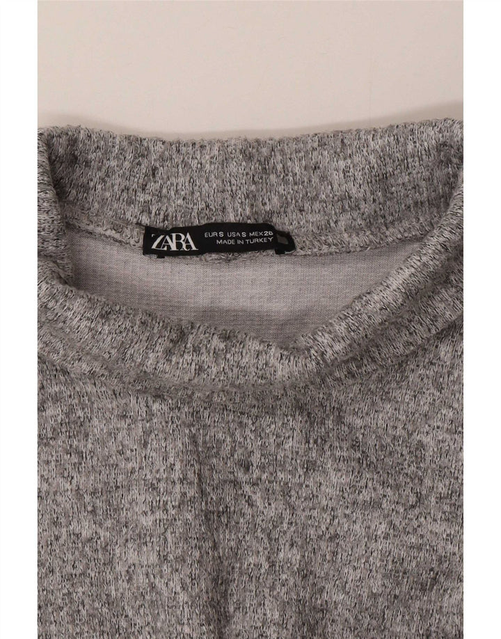 Damski top oversize z długim rękawem Zara UK 10, mały, szary