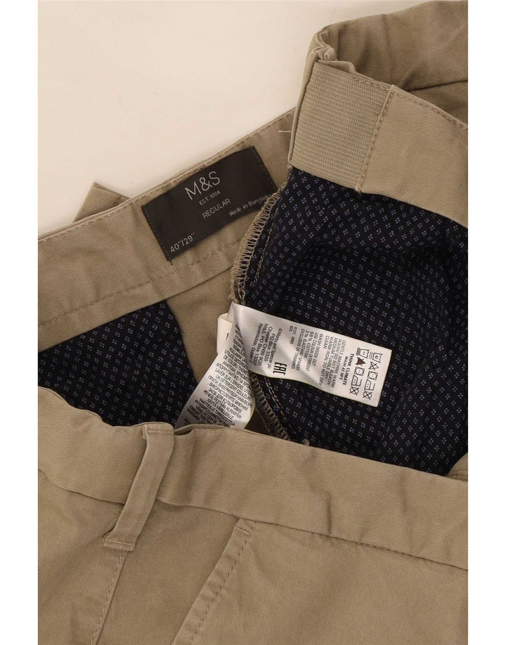 Męskie spodnie typu chino Regular Marks & Spencer W40 L29 Beżowa bawełna