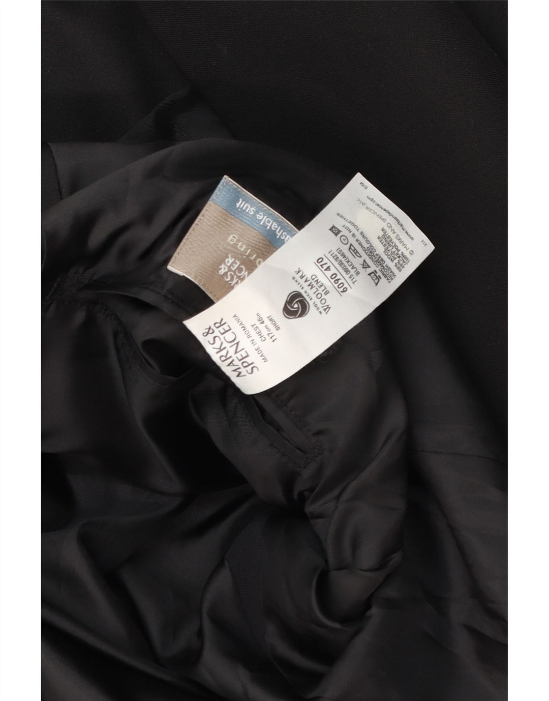 Marks & Spencer Męska marynarka zapinana na 2 guziki, UK 46 XL, czarna wełna