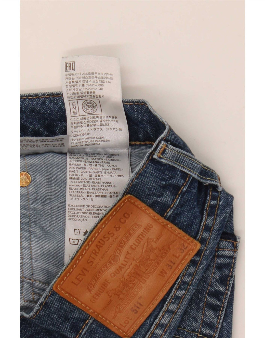 Męskie jeansy Levi's 511 Slim W31 L32 Niebieskie bawełniane