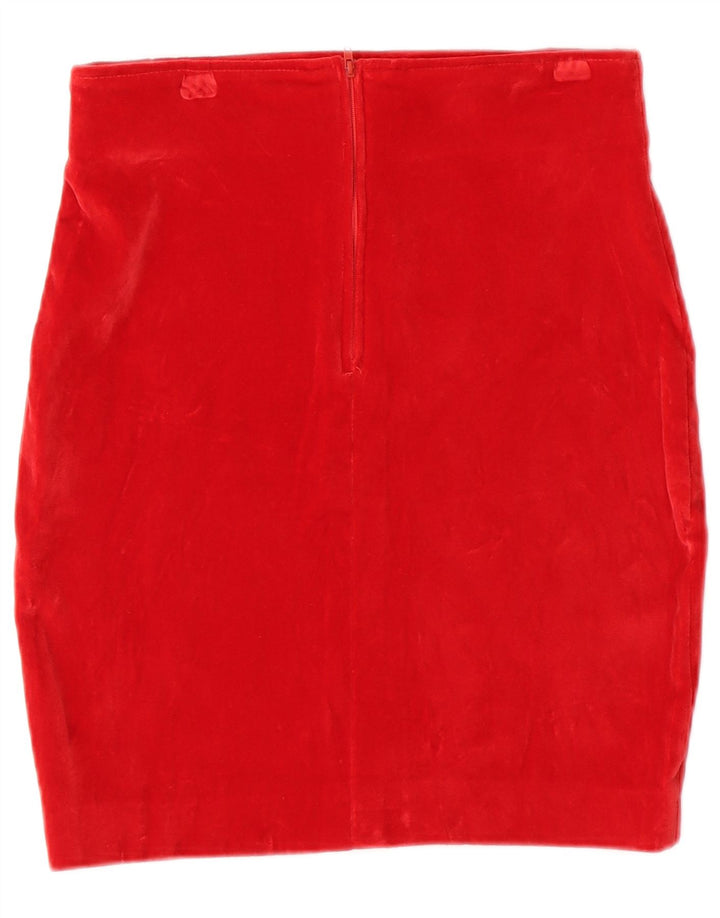 VINTAGE Damska spódnica ołówkowa welurowa IT 44 Medium W26 Czerwona bawełna