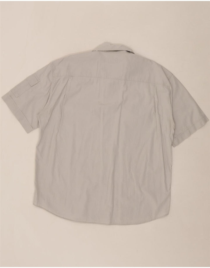 WAMPUM Mens Short Sleeve Shirt Large Grey Cotton Vintage Wampum and Second-Hand Wampum from Messina Hembry 
