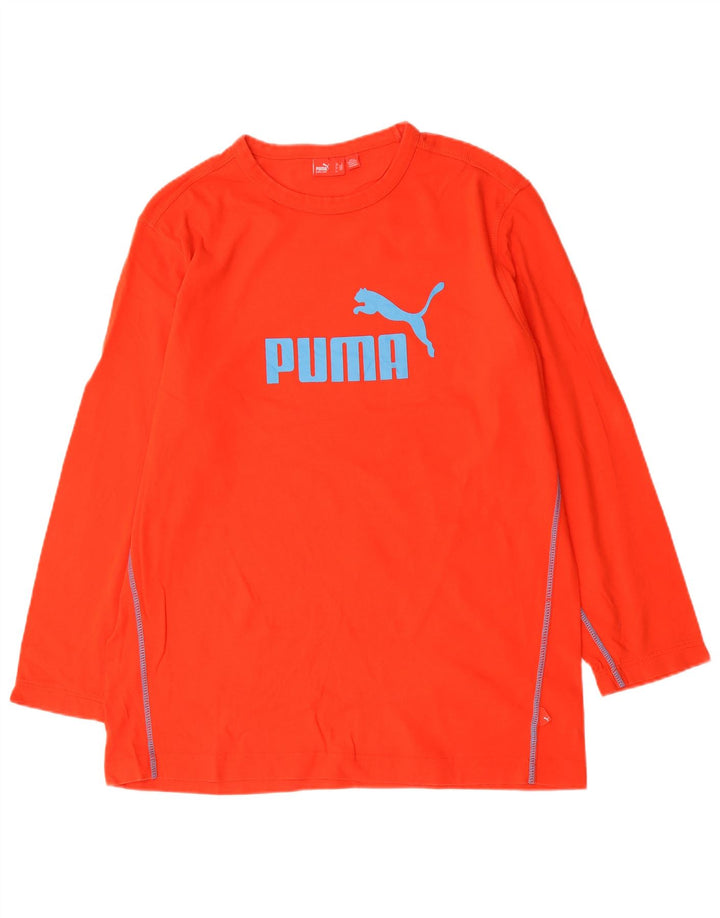 Puma Męski graficzny top z długim rękawem, duży, czerwony, bawełniany