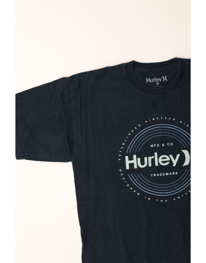 HURLEY Mens Graphic T-Shirt Top Medium Navy Blue Cotton Vintage Hurley and Second-Hand Hurley from Messina Hembry 