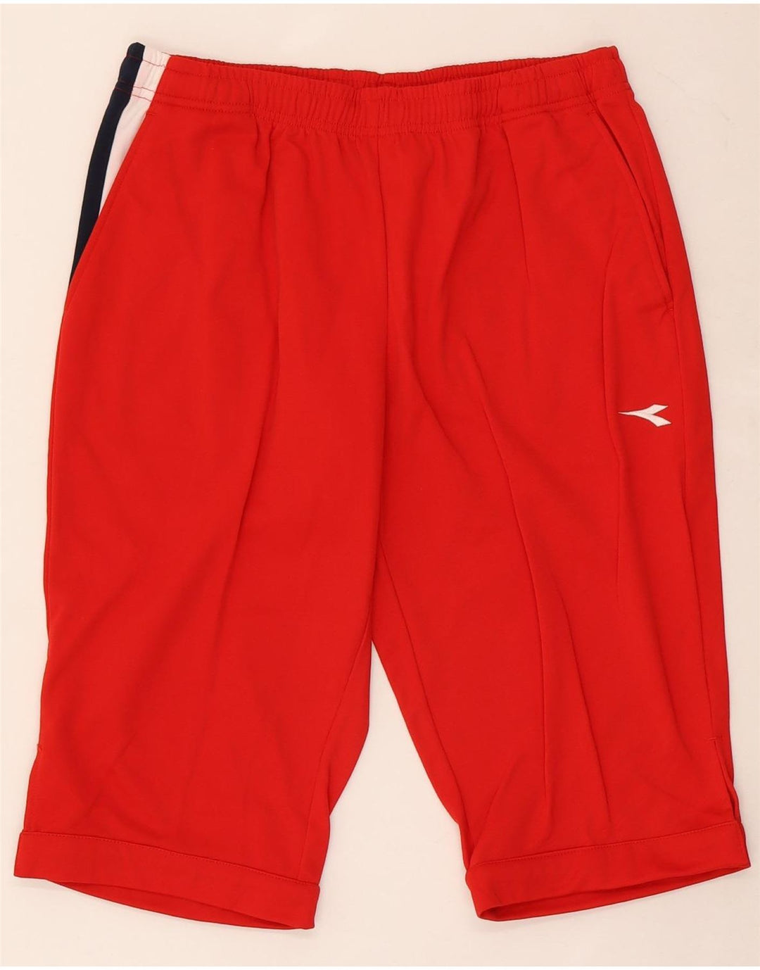 Męskie bermudy sportowe Diadora, duży czerwony poliester w blokach kolorystycznych