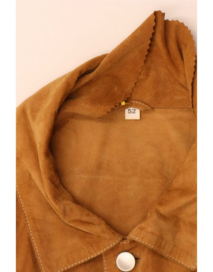 Vintage męska zamszowa kurtka IT 52 XL beżowa skóra