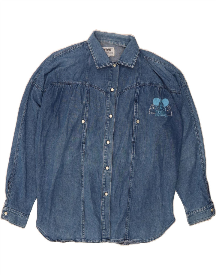 POP 84 Womens Oversized Denim Shirt UK 10 Small Blue Cotton Vintage POP 84 and Second-Hand POP 84 from Messina Hembry 