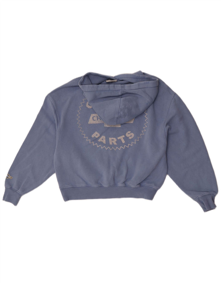 Damski sweter oversize z kapturem Pull & Bear z grafiką, UK 6 XS, niebieski, bawełniany