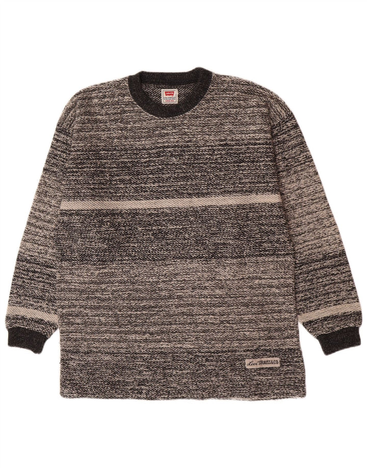 Męski sweter Levi's z okrągłym dekoltem, średniej szarości, bawełniany w paski