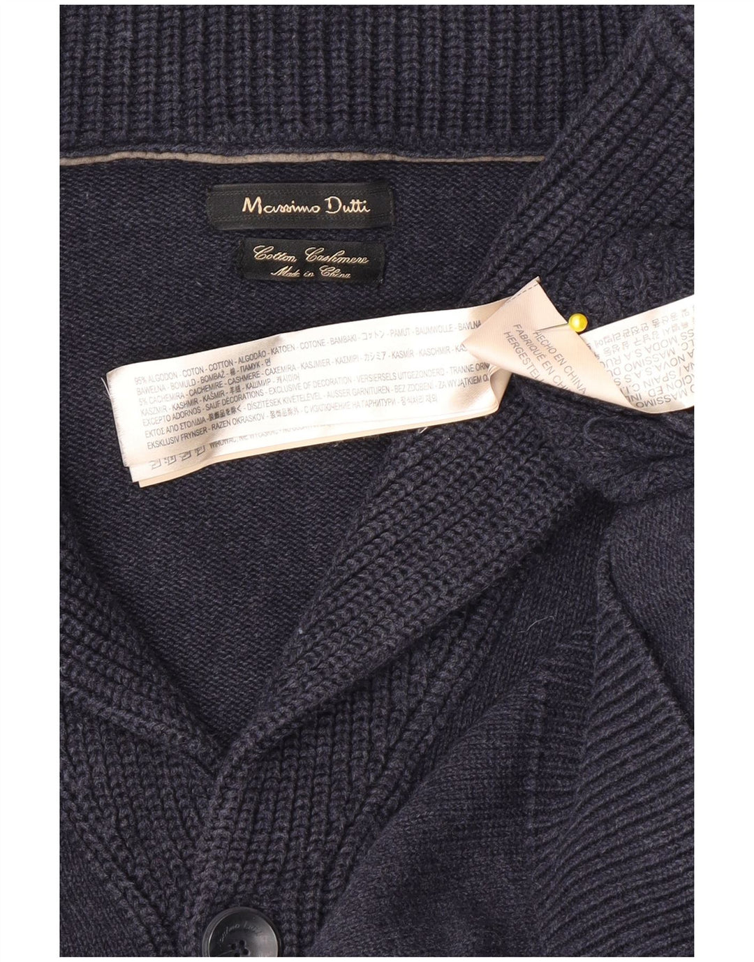 Męski sweter rozpinany Massimo Dutti, średni granatowy, bawełniany