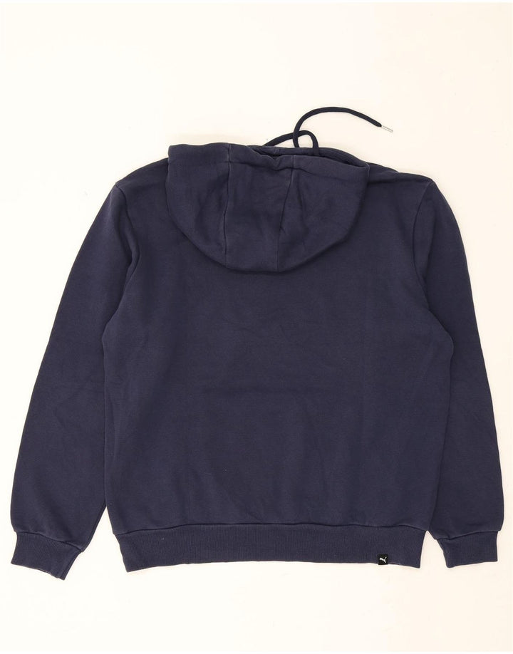 PUMA Mens Graphic Hoodie Jumper Medium Navy Blue Cotton Vintage Puma and Second-Hand Puma from Messina Hembry 