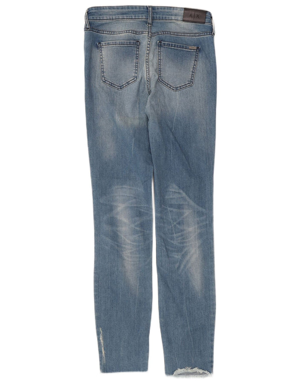 Armani Exchange Damskie super obcisłe dżinsy z niską talią W28 L30 Niebieska bawełna