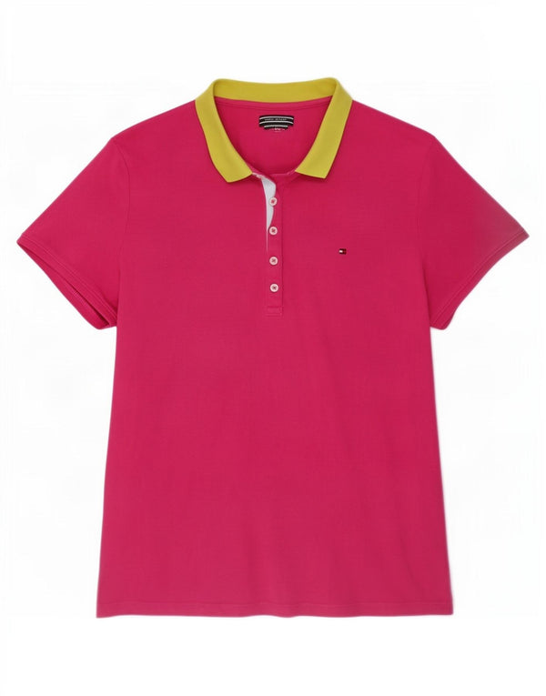 Damska koszulka polo do rugby Tommy Hilfiger UK 18 XL, różowa bawełna