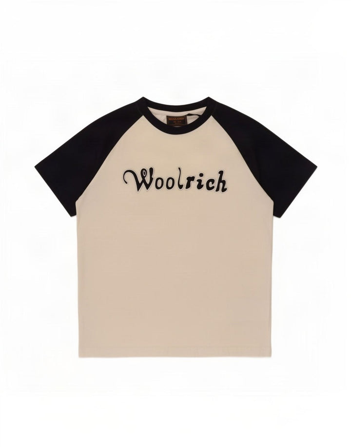 Męska koszulka z grafiką Woolrich Top, bawełna w kolorze średniej bieli