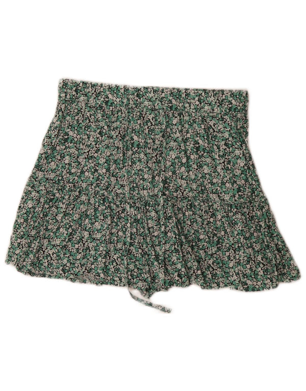 Damskie spodenki z wysokim stanem Zara, średnie W28, zielona wiskoza w kwiaty