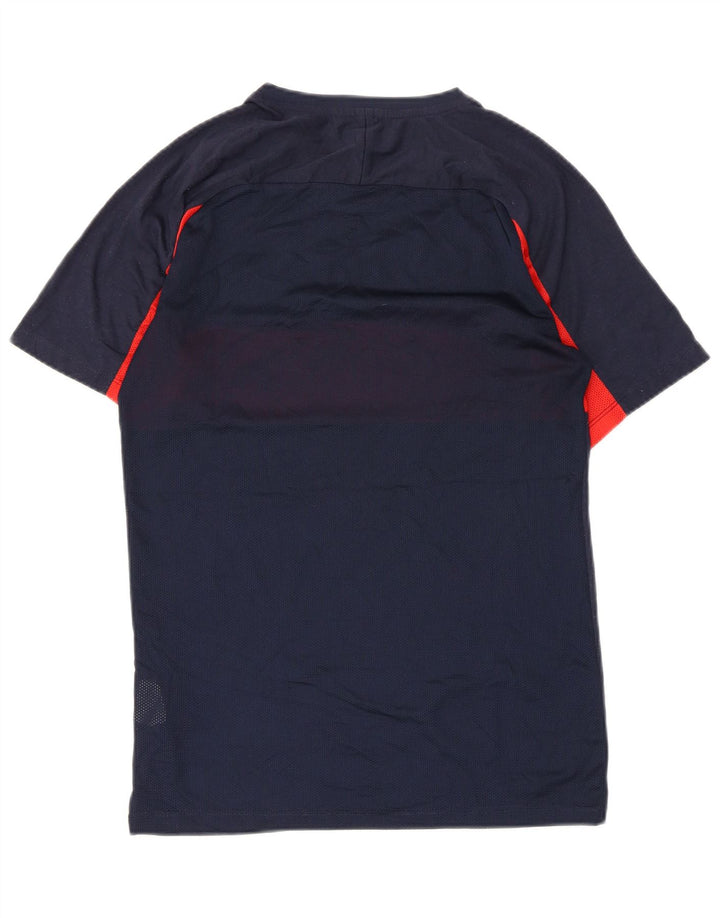 Męski T-shirt Nike Dri Fit, mały, granatowy, poliester z blokami kolorów