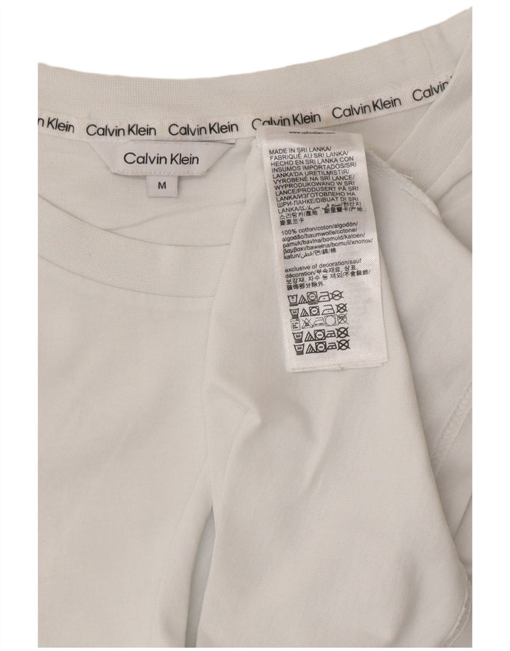 Męska koszulka z grafiką CALVIN KLEIN, średnia, biała bawełna