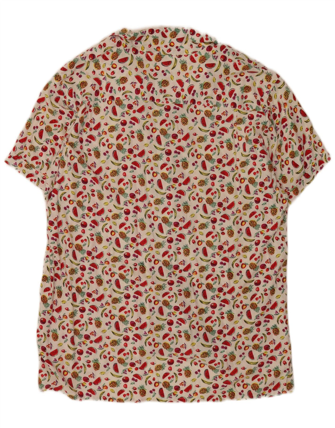 Męska koszula z krótkim rękawem w stylu vintage, abstrakcyjny wzór, XL, biała