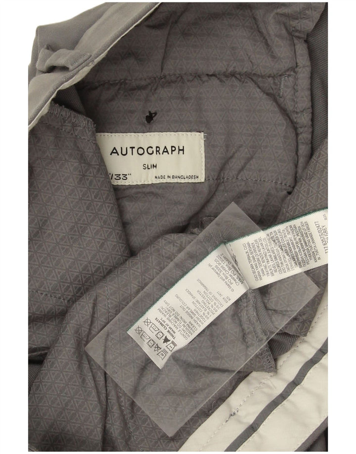 MARKS & SPENCER Męskie spodnie typu chino z autografem W32 L33 Szara bawełna