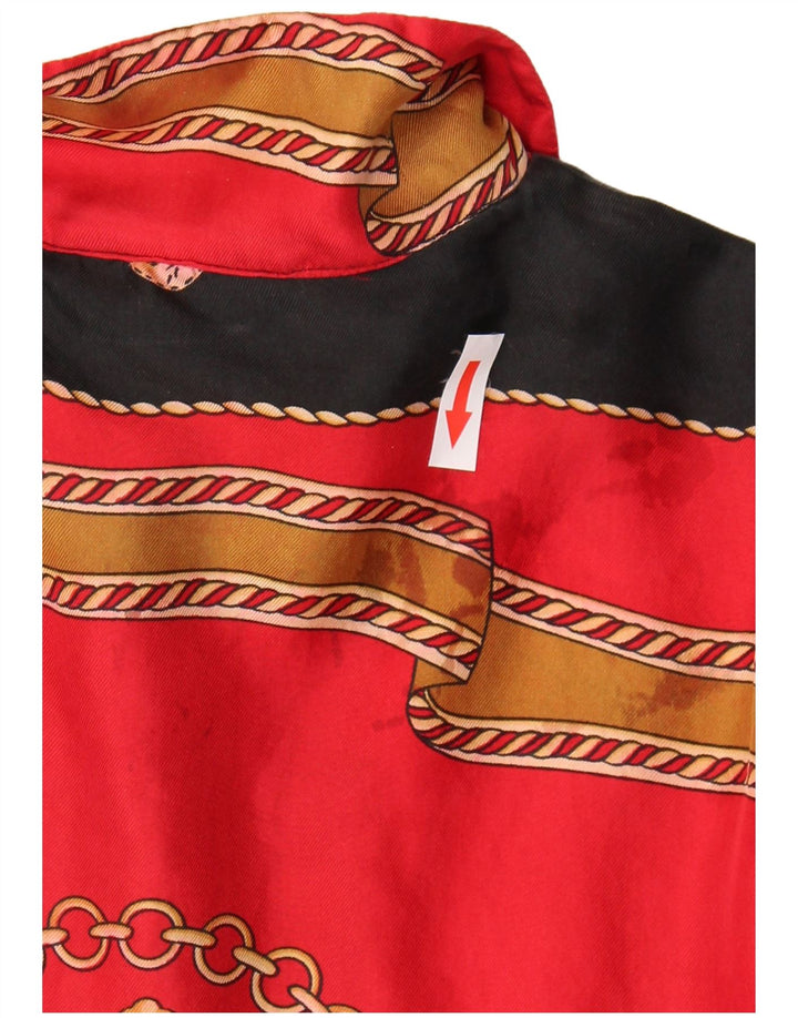 Vintage damska bluzka koszulowa w abstrakcyjny wzór UK 18 XL w kolorze czerwonym, retro
