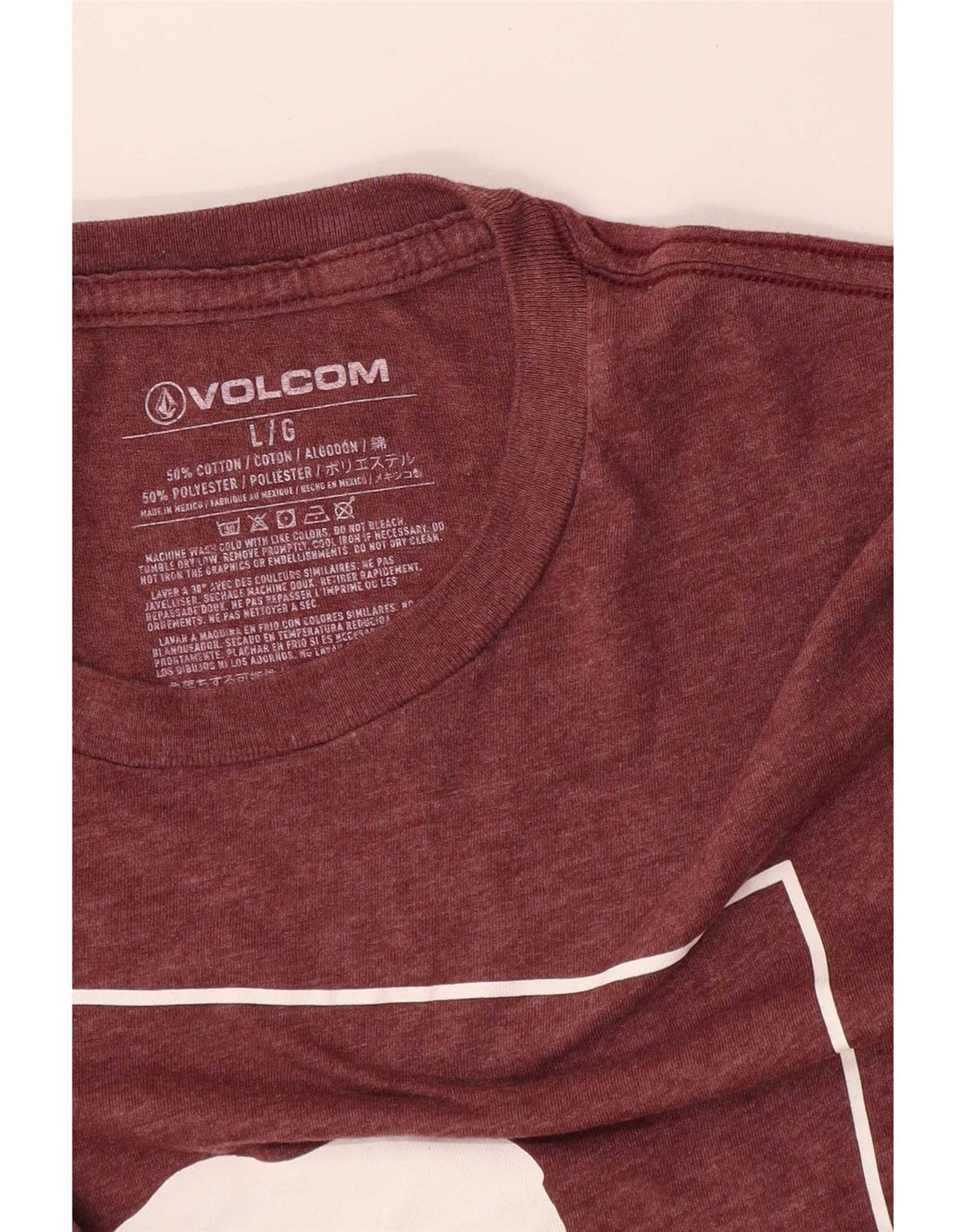 Męski T-shirt z grafiką Volcom, duży, bordowy, bawełniany