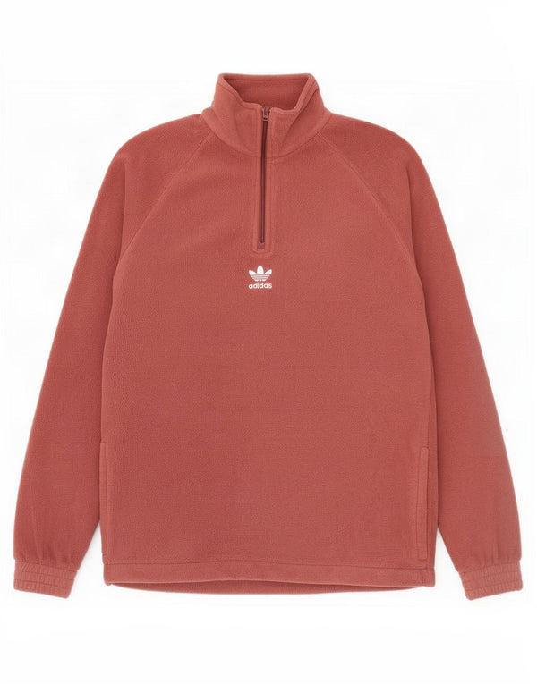 Męski sweter polarowy Adidas z graficznym zamkiem błyskawicznym, mały, brązowy poliester