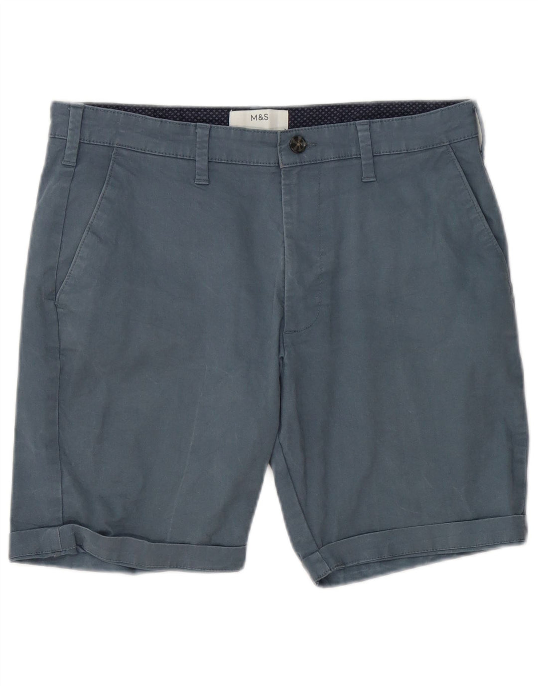 Marks & Spencer Męskie spodenki Chino W32 Średnioniebieskie, bawełniane