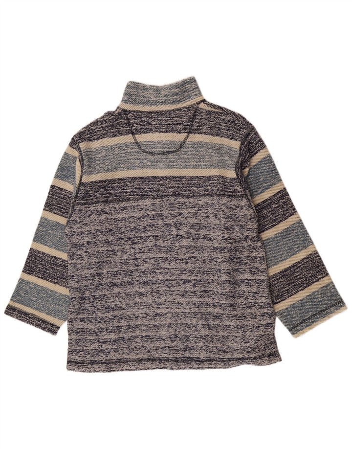 Vintage męska bluza z zamkiem 1/4, sweter w średnie niebieskie paski w stylu retro