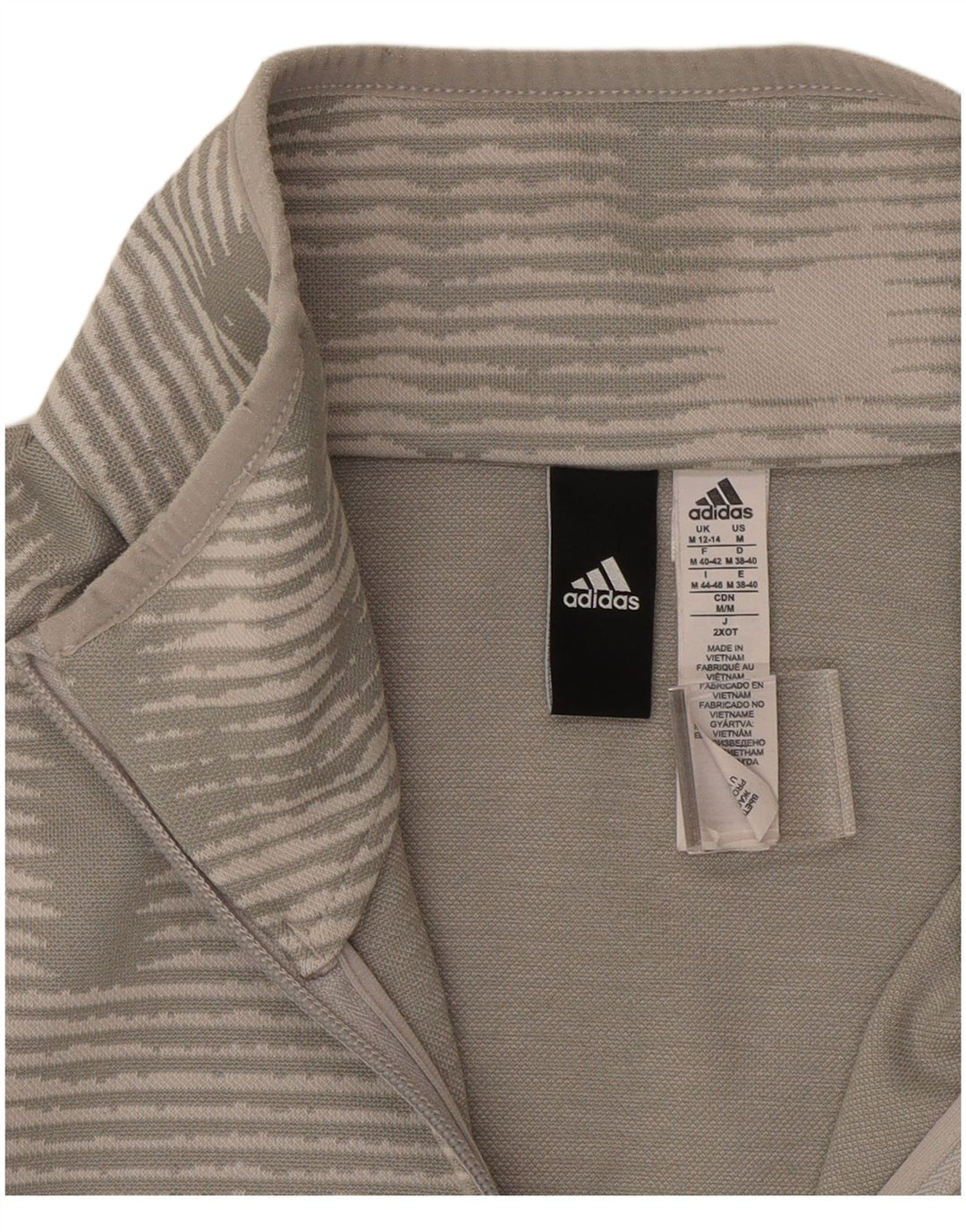 Damska kurtka dresowa ADIDAS UK 12/14 Średnio szary poliester w paski