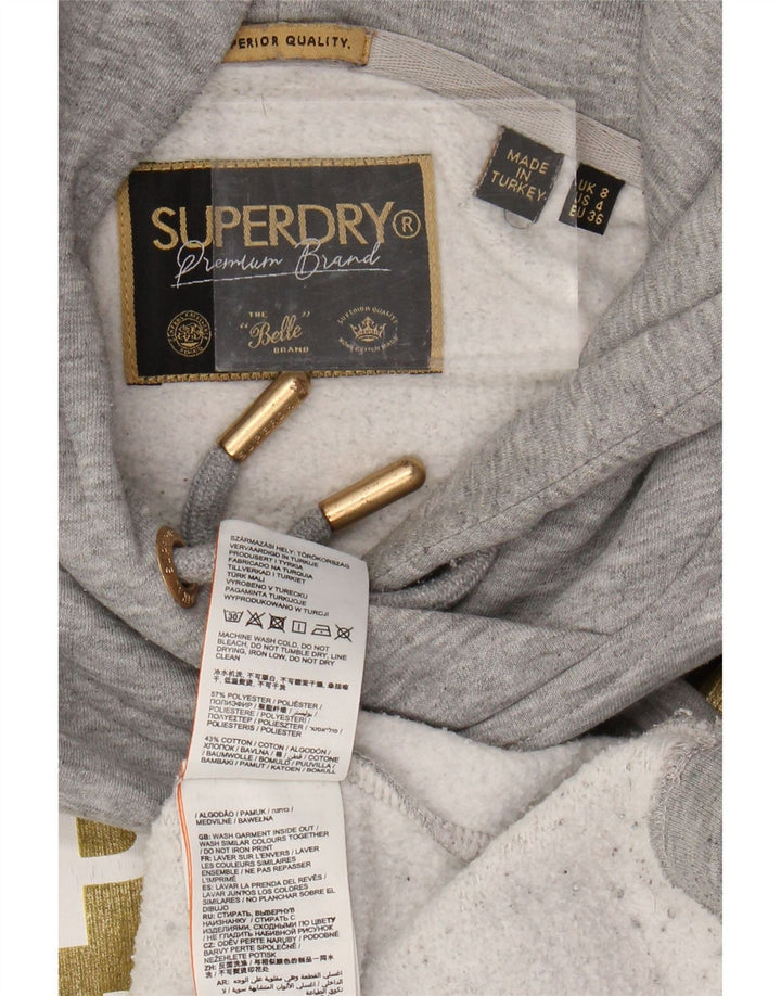 SUPERDRY Damska bluza z kapturem oversize z grafiką UK 8 Small Grey