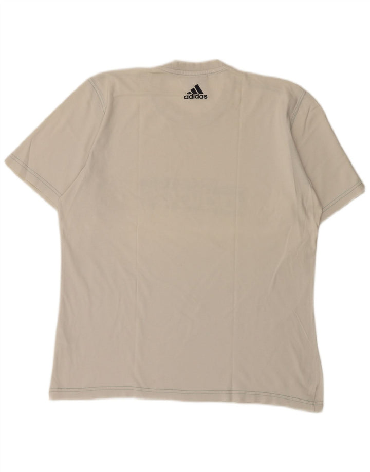 Męska koszulka z grafiką Adidas, średnia, biała bawełna
