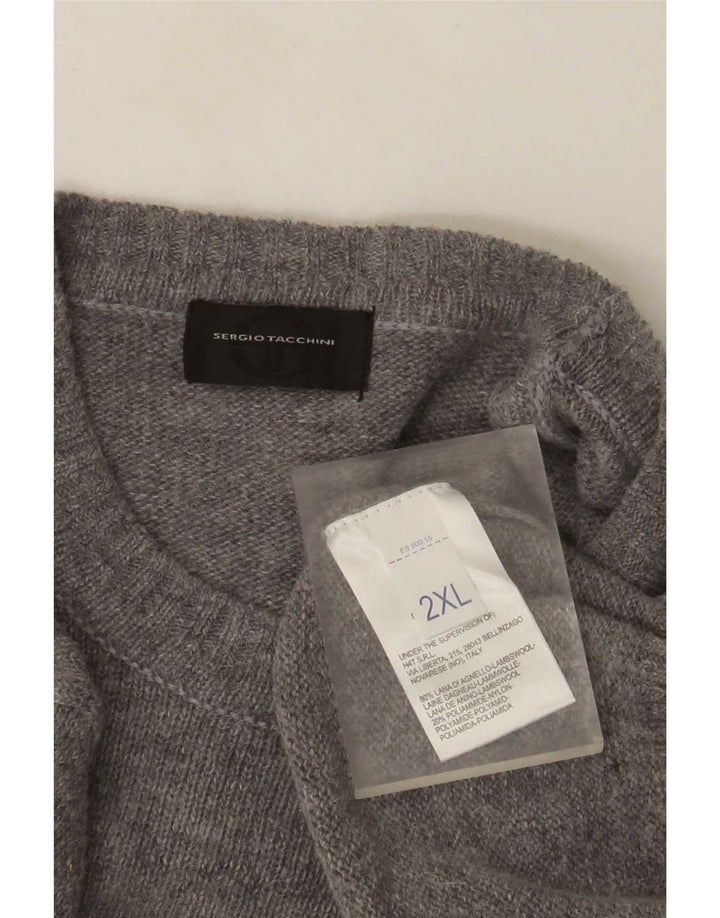 Męski sweter z okrągłym dekoltem Sergio Tacchini 2XL Szara wełna