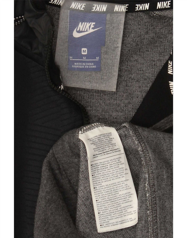 Męski sweter z kapturem i zamkiem Nike, bawełniany, średnioszary, z blokami kolorów