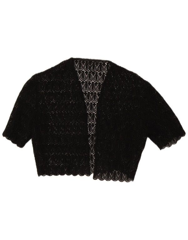 Koronkowe bolerko damskie w stylu vintage, UK 14, średnie czarne Paisley