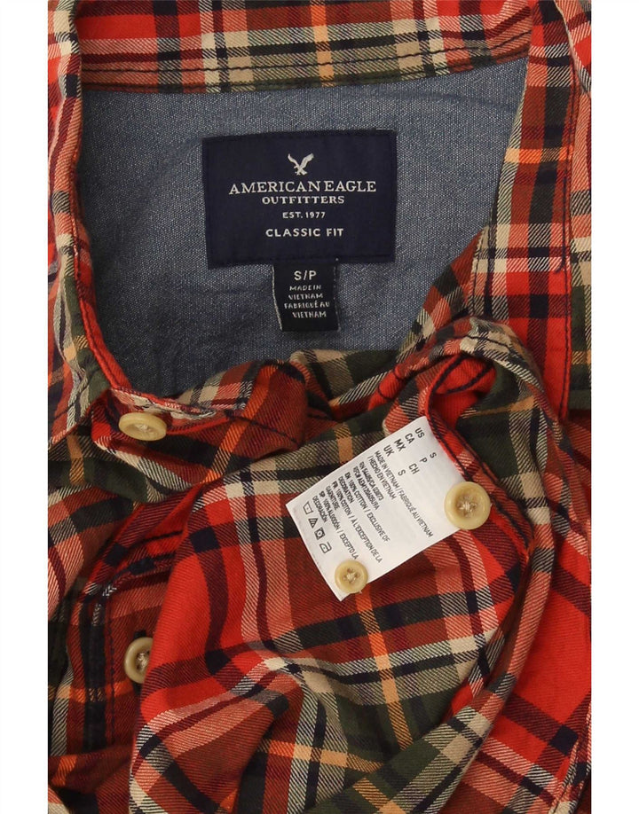 Męska koszula flanelowa American Eagle Outfitters o klasycznym kroju, w małą czerwoną kratkę