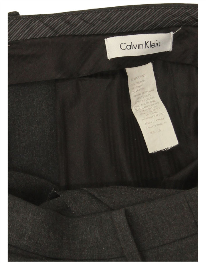Męskie proste spodnie garniturowe Calvin Klein W34 L29 Szary poliester