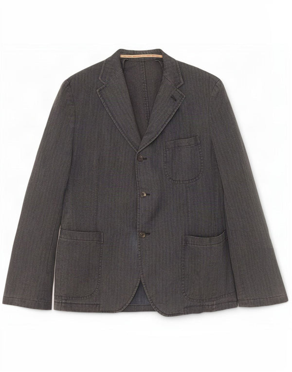 Vintage męska marynarka zapinana na 3 guziki IT 52 XL, szara, bawełniana w prążki