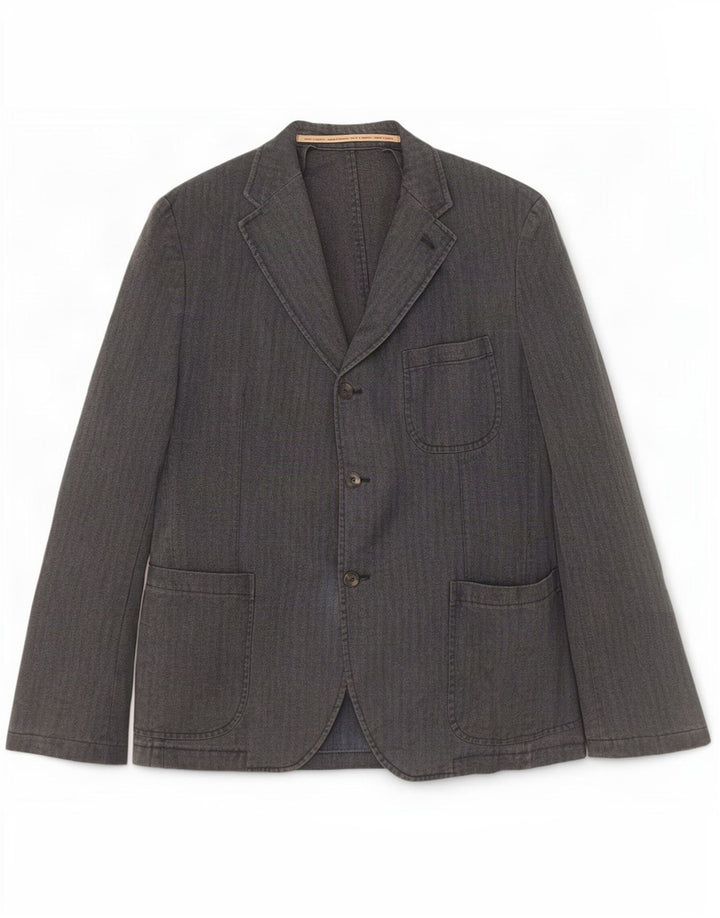 Vintage męska marynarka zapinana na 3 guziki IT 52 XL, szara, bawełniana w prążki