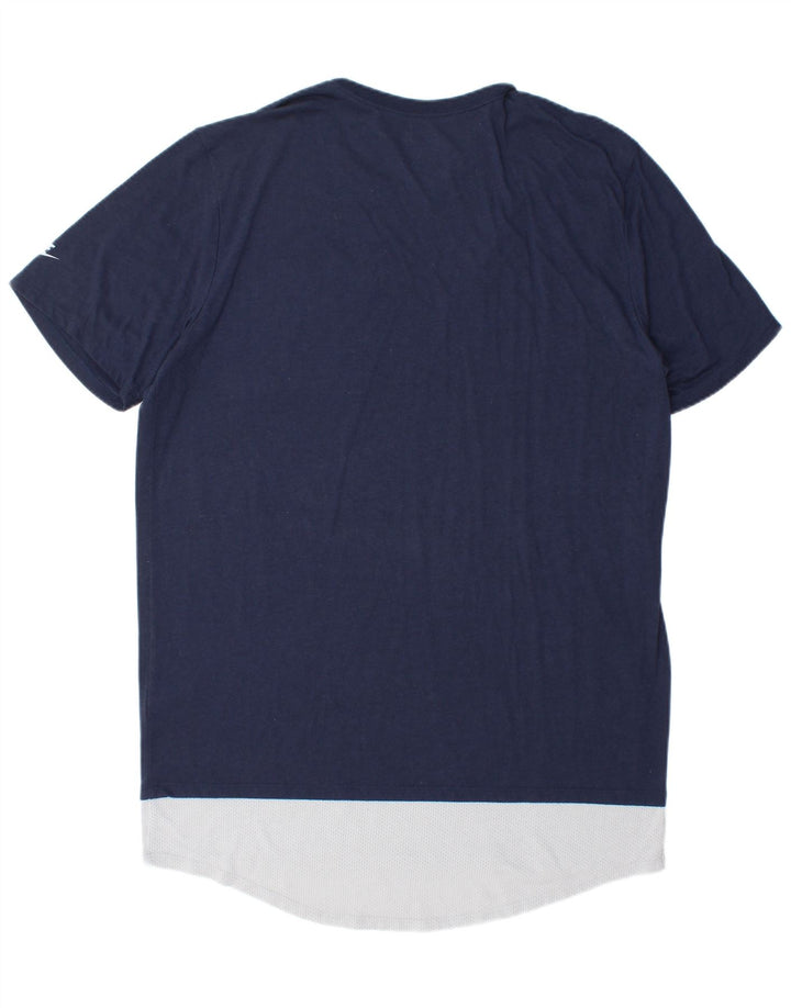 Męski t-shirt Nike o kroju sportowym, top XL, granatowy, poliester z blokami kolorów