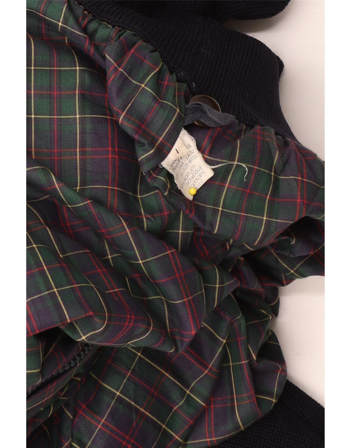Vintage męska dzianinowa kurtka bomber UK 40 duża czarna wełna