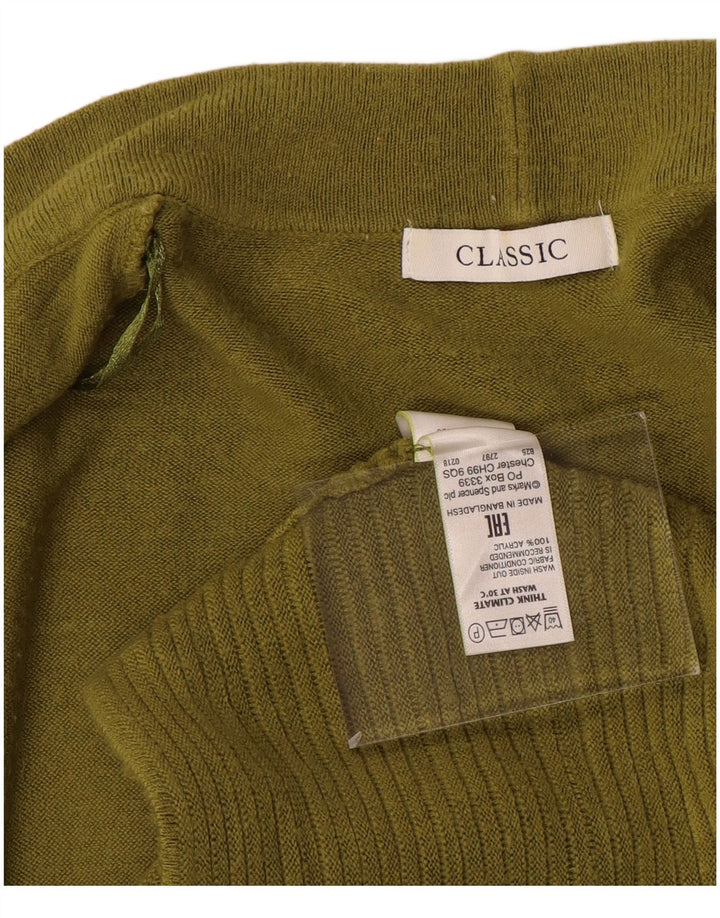 Marks & Spencer Damski sweter rozpinany z rękawami 3/4, UK 14, średni khaki