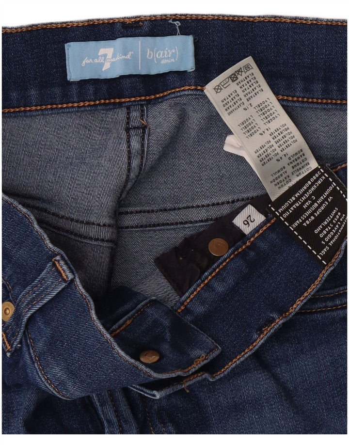 7 FOR ALL MANKIND Damskie jeansy rozkloszowane W26 L35 Niebieska bawełna