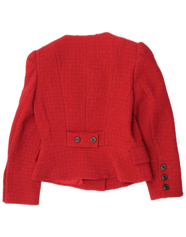 Damska marynarka Karen Millen Crop Blazer UK 12 Średni bordowy poliamid