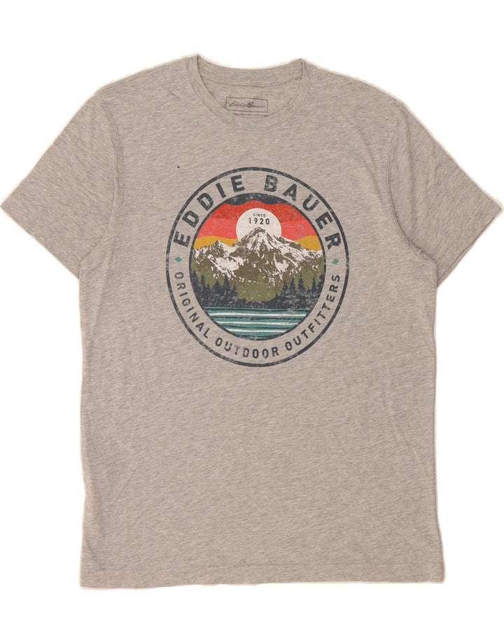 EDDIE BAUER Mens Graphic T-Shirt Top Medium Grey Cotton Vintage Eddie Bauer and Second-Hand Eddie Bauer from Messina Hembry 