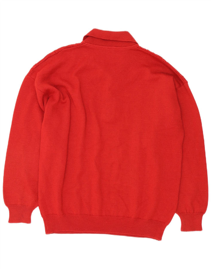 Il Granchio Męski sweter polo, duży, czerwony, wełniany