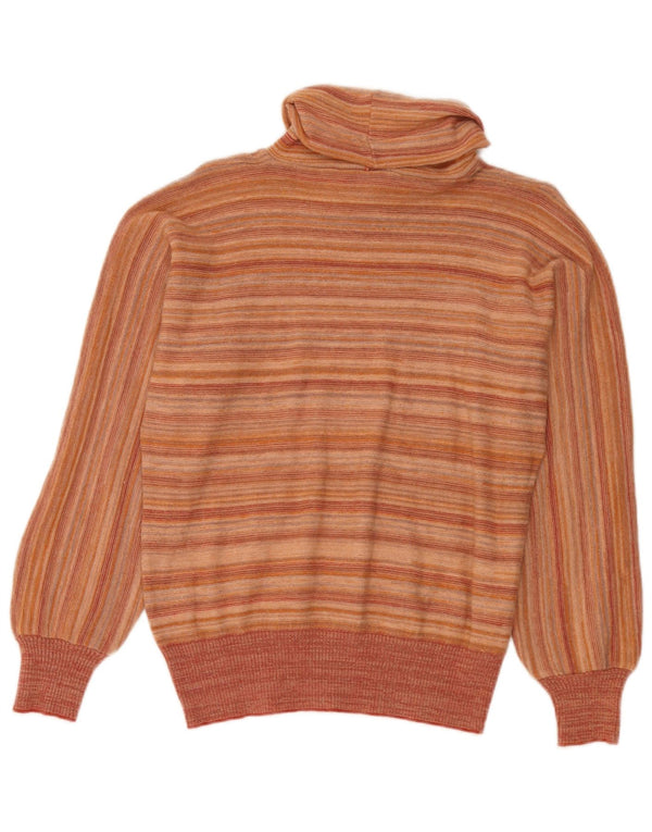 Vintage damski sweter z golfem IT 44 w średnie pomarańczowe paski